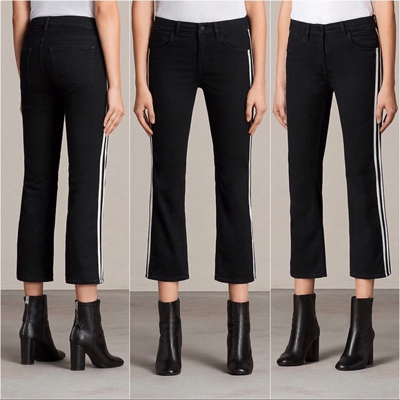 All Saints Heidi Kick Flare Cropped Jeans Stripe26 - Picture 3 of 8